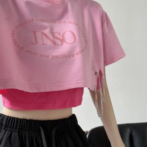 Y2K Millennium Spicy Girl Korean Dance Layered Short Sleeve T-Shirt and Shorts Set - K-Pop Style Dance Outfit for Trendy Girls
