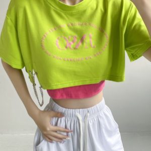 Y2K Millennium Spicy Girl Korean Dance Layered Short Sleeve T-Shirt and Shorts Set - K-Pop Style Dance Outfit for Trendy Girls