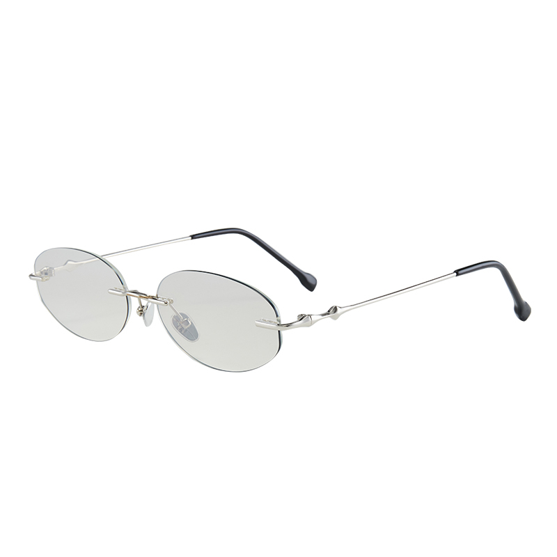 Y2K Retro Frameless Oval Sunglasses for Small Faces - Mercury-Colored High-End Women's Eyewear for Street Photography