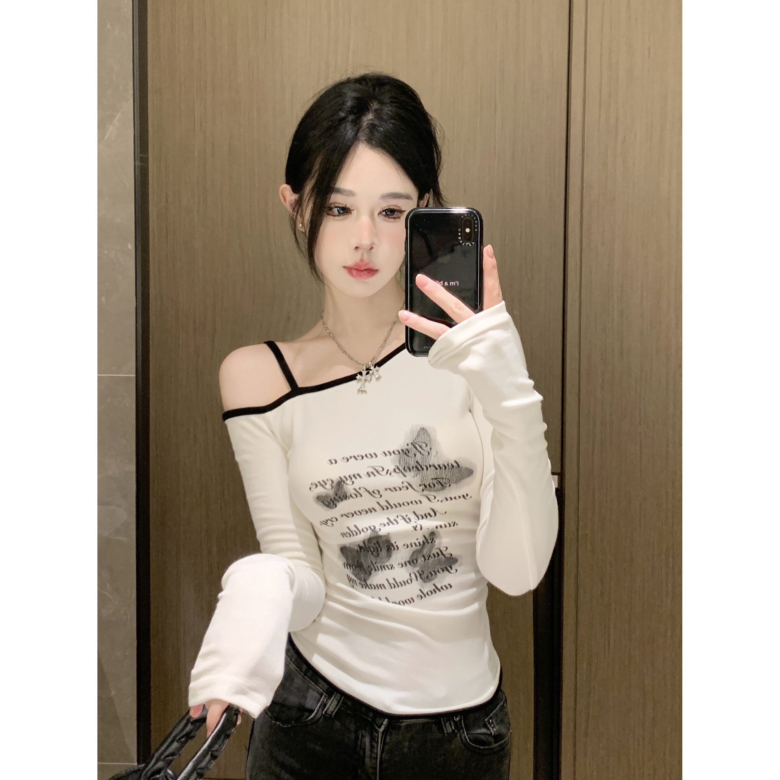 Y2K Slim Fit Long Sleeve Jazz Dance Top for Women, Short American Style T-Shirt for K-Pop Music Festival Outfits