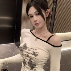 Y2K Slim Fit Long Sleeve Jazz Dance Top for Women, Short American Style T-Shirt for K-Pop Music Festival Outfits