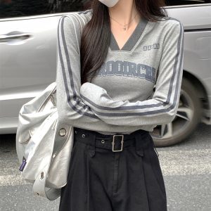 Y2K Slim Fit Long Sleeve T-Shirt for Women - Sweet and Spicy Style, Perfect for Music Festivals and Jazz Dancing