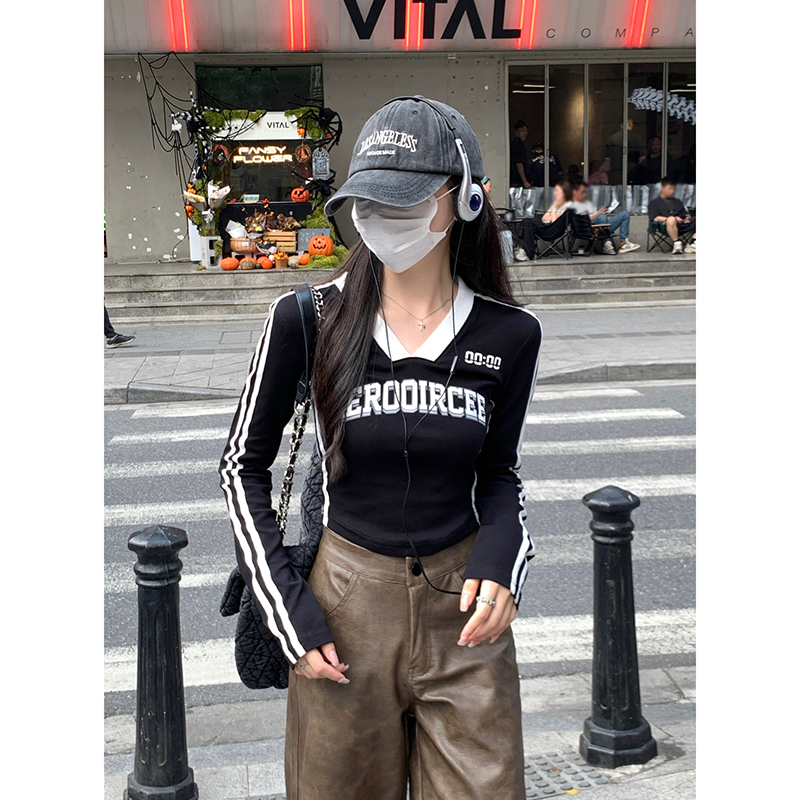 Y2K Slim Fit Long Sleeve T-Shirt for Women - Sweet and Spicy Style, Perfect for Music Festivals and Jazz Dancing