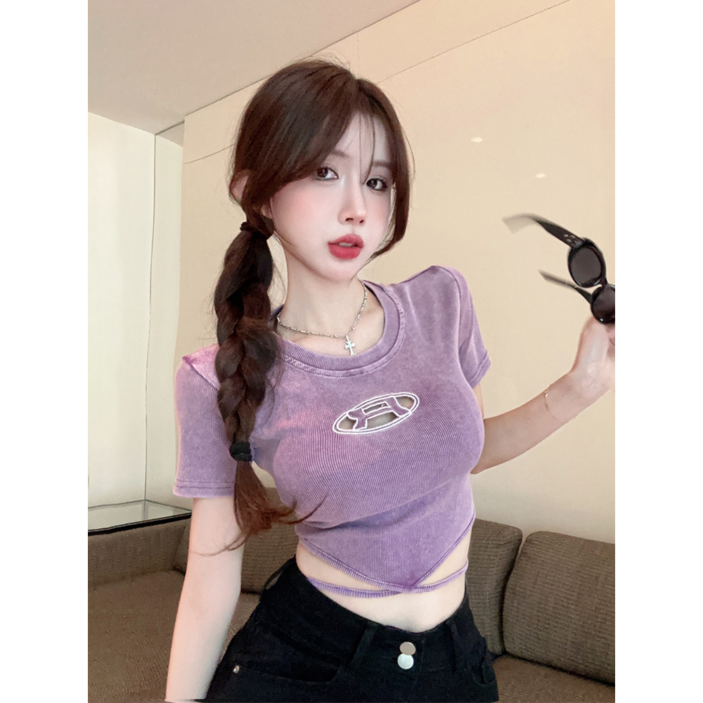 Y2K Slim Fit Short Sleeve Jazz Dance Top for Women - Sweet Cool Spicy Girl Design, Perfect for Dance and Casual Wear