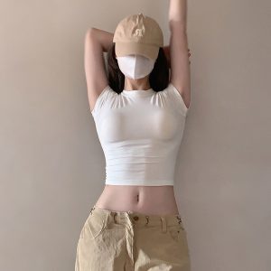 Y2K Slim-Fit Short Sleeve T-Shirt for Women, American Style Sweet and Spicy Jazz Dance Top, K-Pop Inspired Dance Outfit