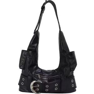 Y2K Spicy Girl Style Large Capacity Motorcycle Tote Bag - Versatile Commuting Shoulder Underarm Bag for Daily Use