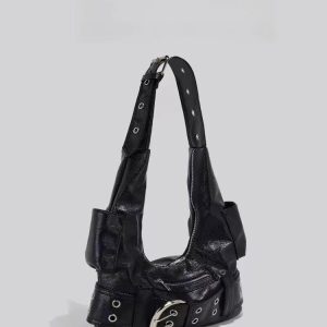 Y2K Spicy Girl Style Large Capacity Motorcycle Tote Bag - Versatile Commuting Shoulder Underarm Bag for Daily Use
