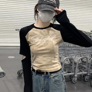 Y2K Style Jazz Dance Top for Women - Chic Short Base Shirt for Spring & Autumn, Perfect for K-Pop Music Festival Outfits