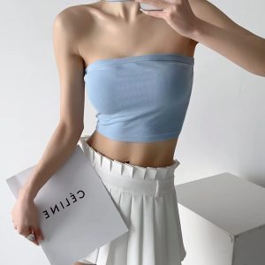 Y2K Summer Halter Neck Tank Top, Fitted Strapless Spicy Girl Outerwear, Trendy Pure Desire Design