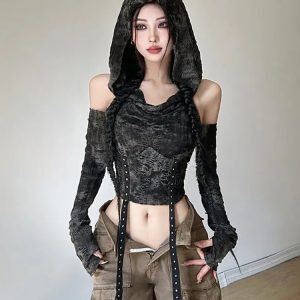 Y2K Sweet and Spicy Wasteland Dance Hoodie Top - Women's Jazz Dance T-Shirt for Music Festival Outfits