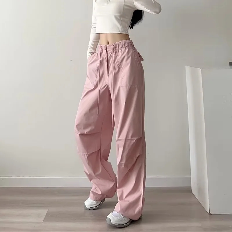 Y2K White Cargo Pants for Women - Trendy Tapered Sports Pants for Autumn Jazz Dance and Hip-Hop Style