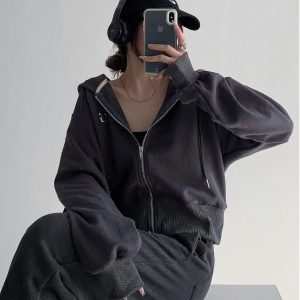 Y2K Women's Jazz Dance Top - Sweet & Spicy Euro-American K-Pop Music Festival Sweatshirt Jacket