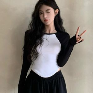 Y2K Women's Long-Sleeve T-Shirt for Jazz Dance & K-Pop Group Performances - Trendy Autumn Festival Outfit
