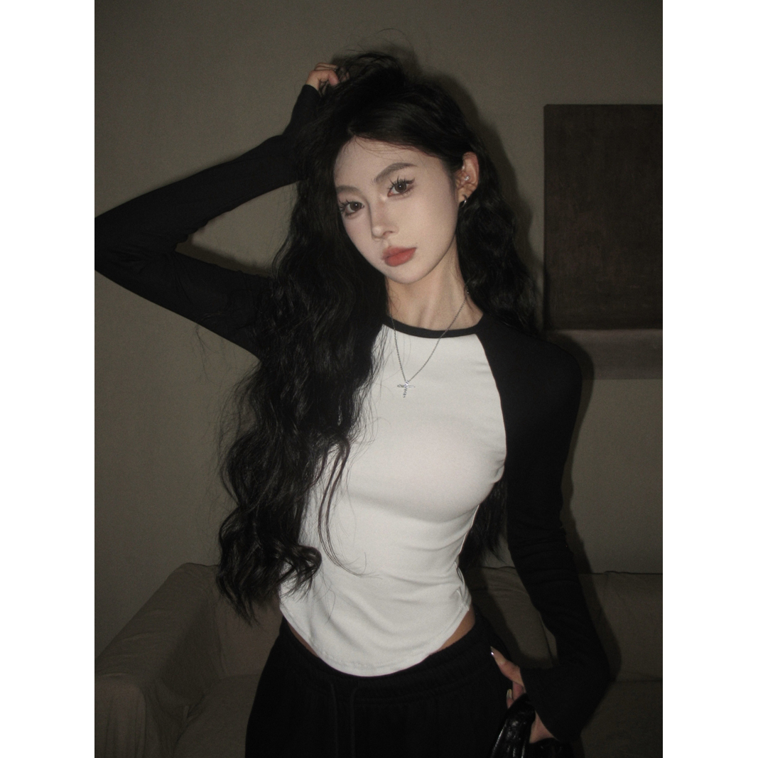 Y2K Women's Long-Sleeve T-Shirt for Jazz Dance & K-Pop Group Performances - Trendy Autumn Festival Outfit