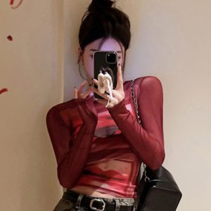 Y2K Women's Slim-Fit Long Sleeve Pullover Top, Sweet and Spicy Abbi Jazz Dance K-Pop Style, European and American Fashion