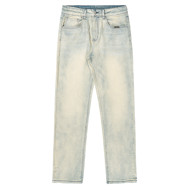 Yellow Mud Dyed Denim Pants for Women - Vintage High Street Style with Slight Stretch, American 90s Inspired Fashion