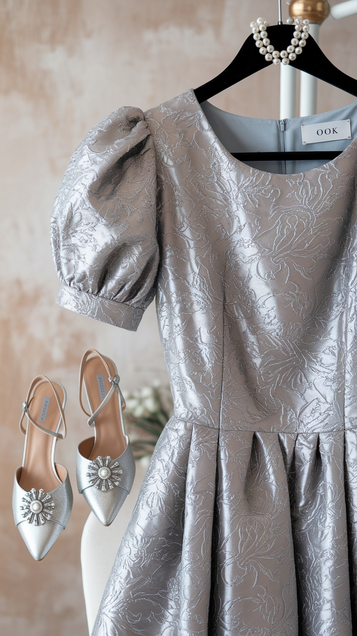 Chic Choices: The Metallic Jacquard Dress outfit idea