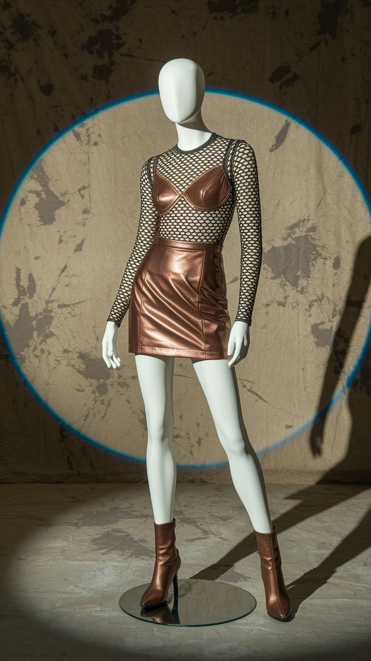 Create a Statement with a Metallic Leather Skirt Outfit outfit idea