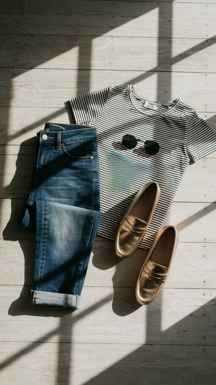 Effortless Elegance in a Metallic Loafers Outfit outfit idea