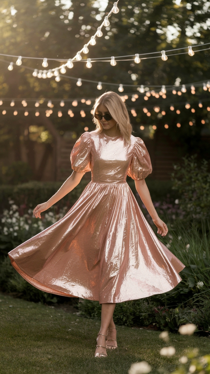 Timeless Elegance: The Metallic Midi Dress outfit idea