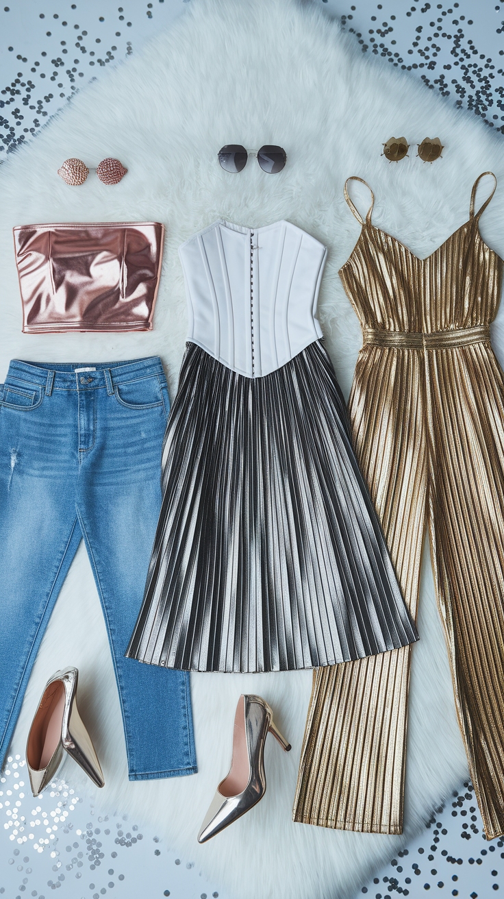 Chic Metallic Outfits for Women to Try This Season outfit idea