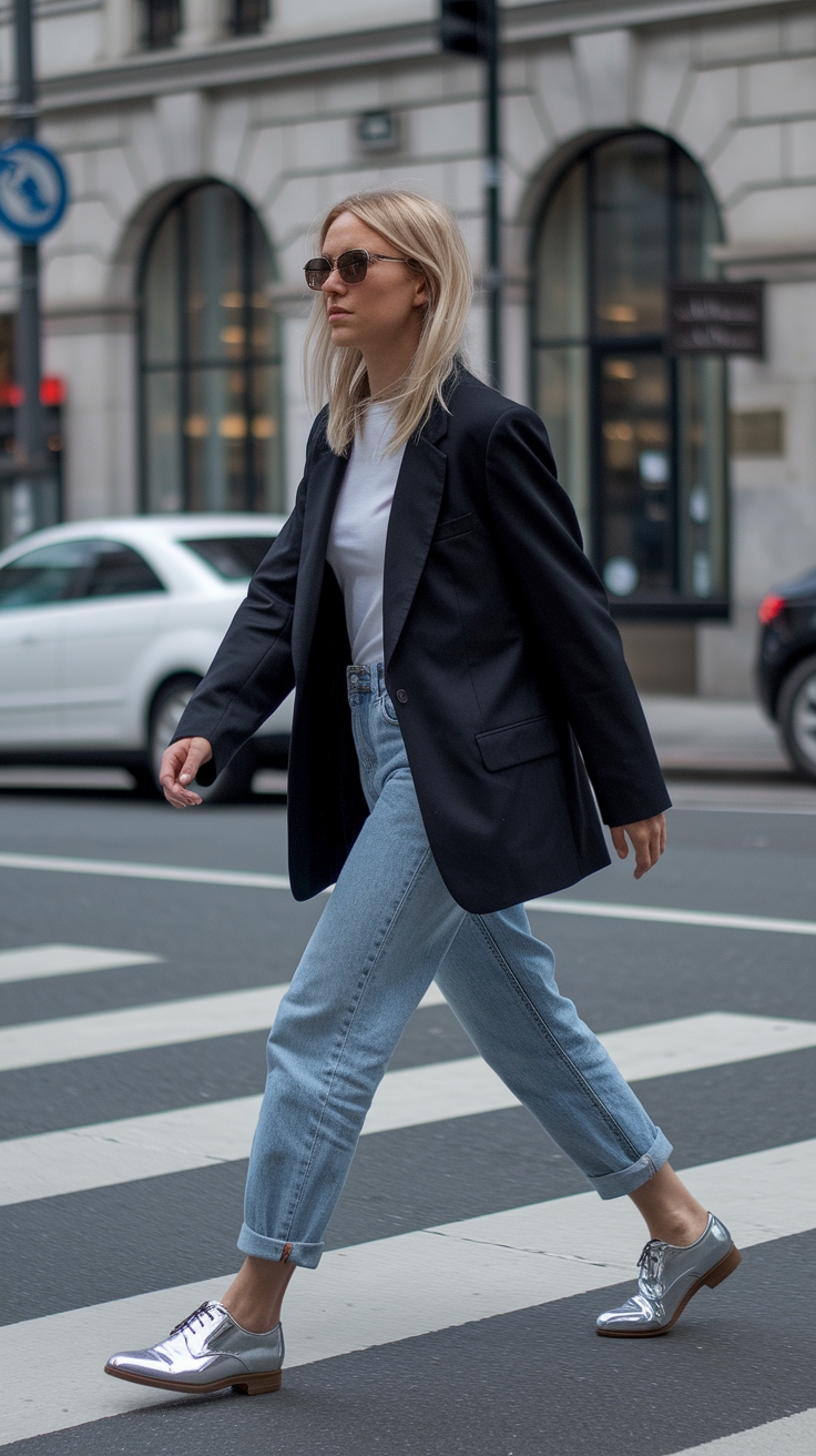 Dressing Up with Metallic Oxford Shoes Outfit outfit idea