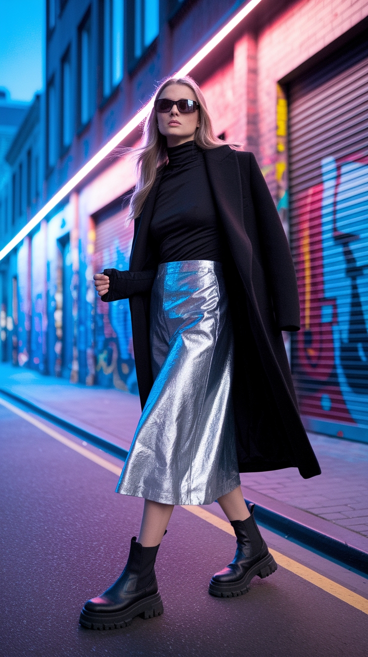 Chic Metallic Silver Skirt Outfits for Every Event outfit idea