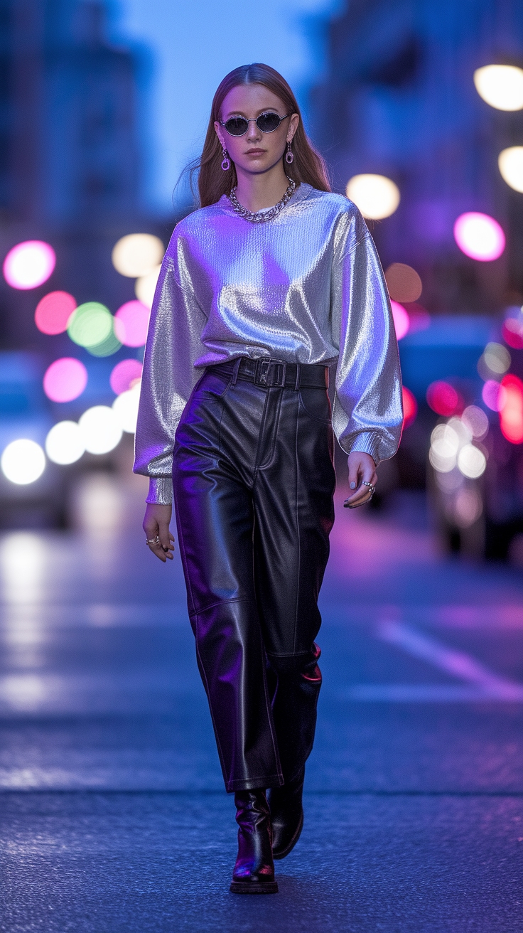 Casual and Stylish Metallic Sweater Outfit Inspirations outfit idea