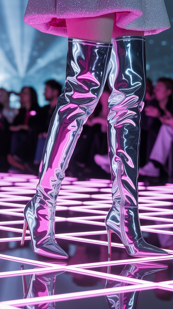 How to Pair Metallic Thigh High Boots with Your Outfits outfit idea