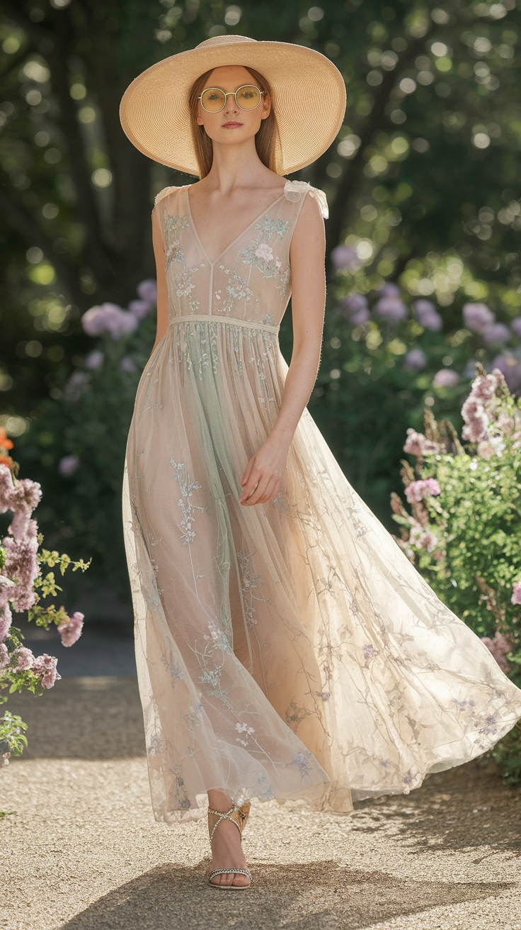 Charming Organza Maxi Dress for a Fresh Look outfit idea