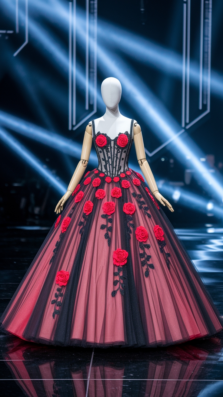 Elegant Red and Black Ball Gown Styles outfit idea