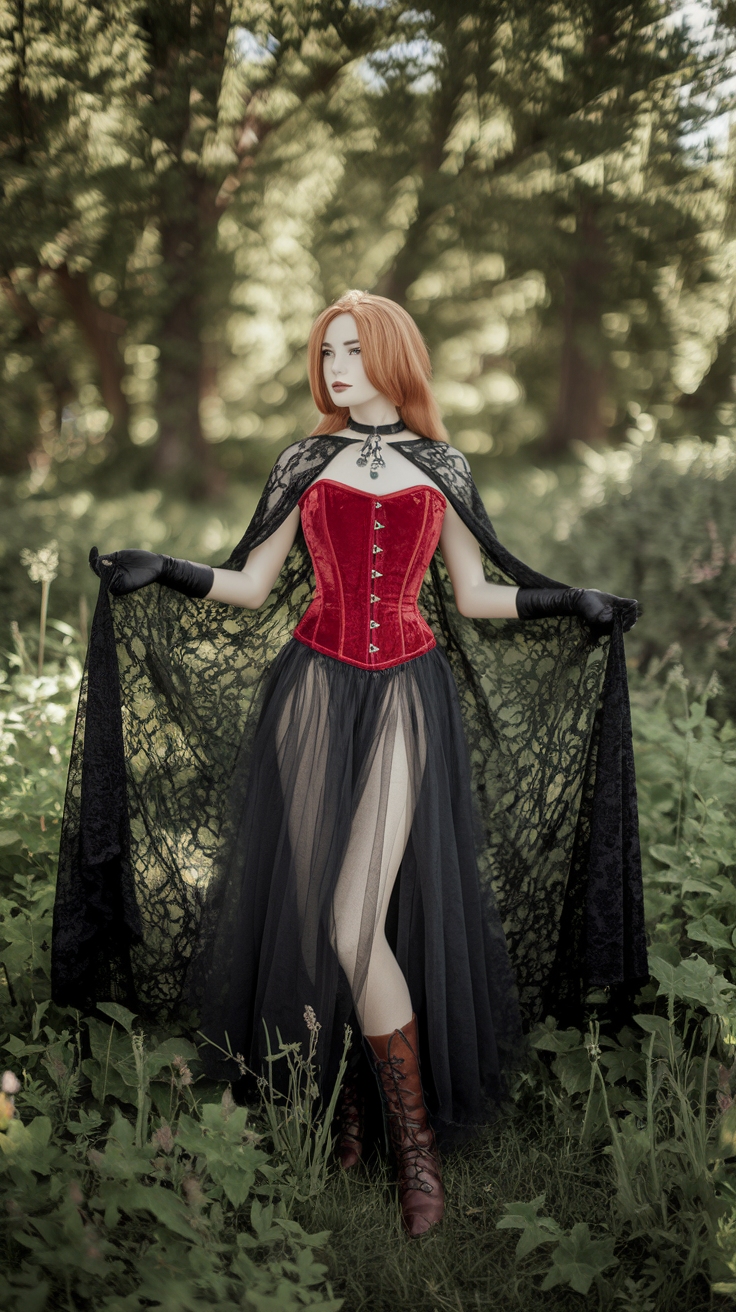 Enchanting Red and Black Fantasy Outfit Choices outfit idea