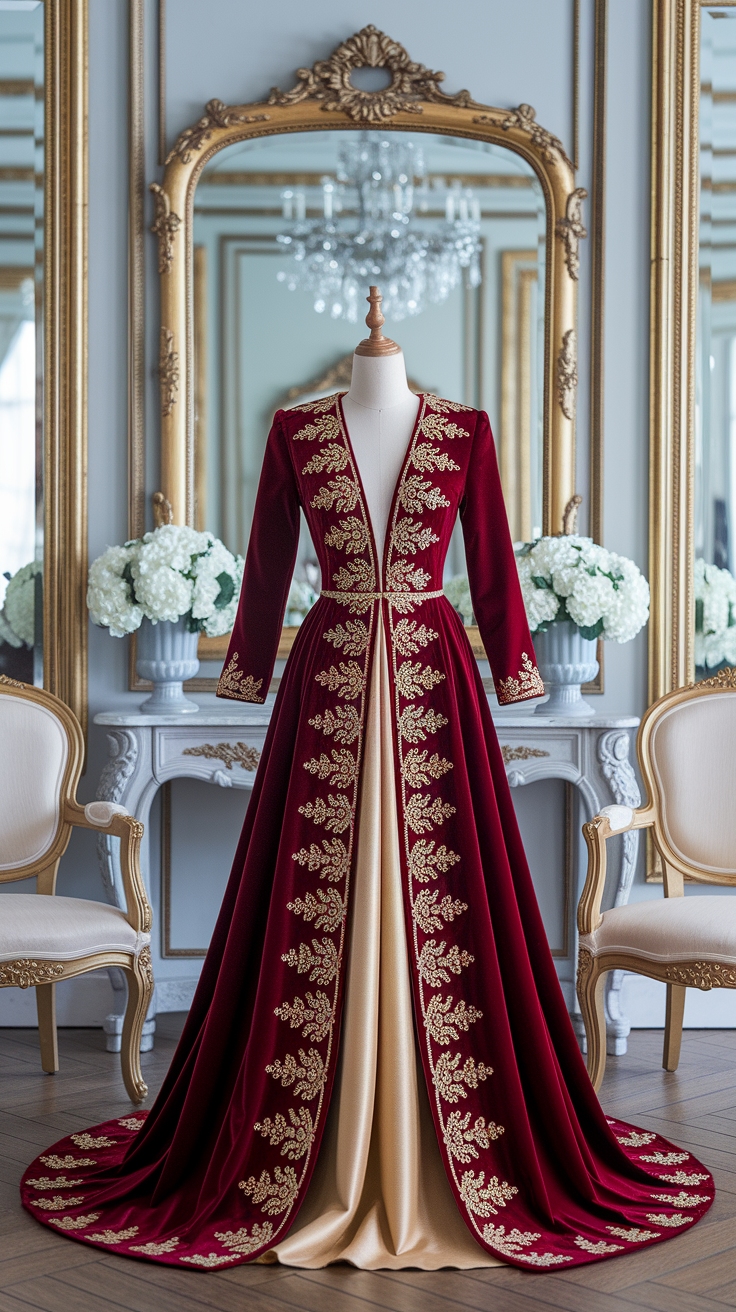 Gorgeous Red and Gold Dress Styles for Parties outfit idea