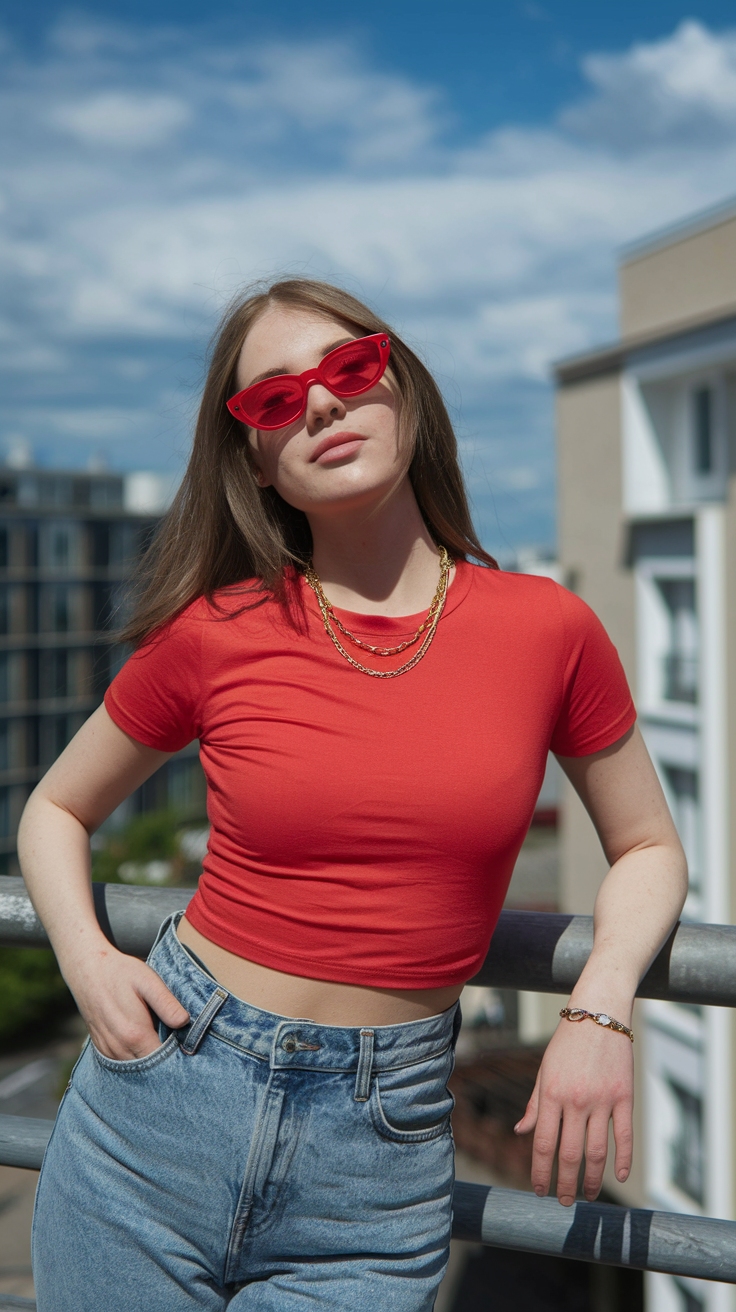 Effortless Style with a Red Cropped Top outfit idea