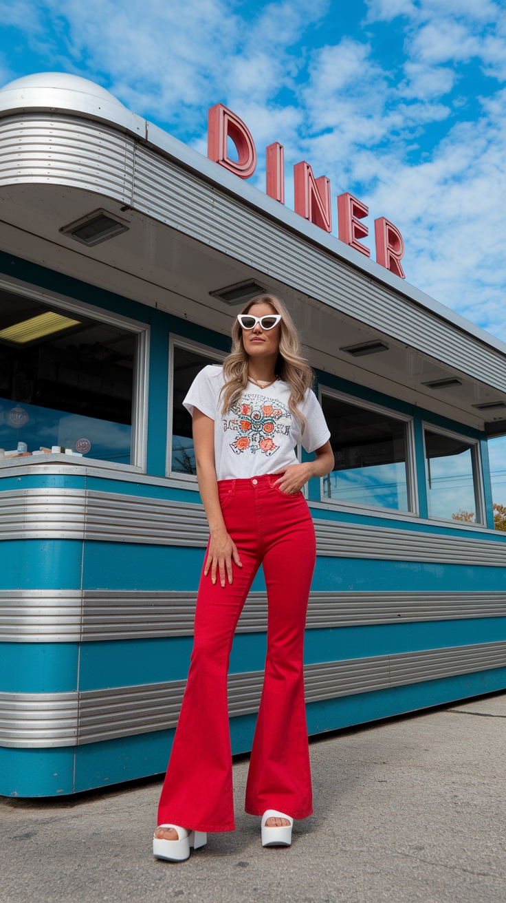 Styling Red Flare Pants for a Bold Statement outfit idea
