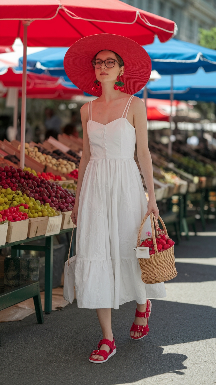 Fun and Trendy Red Hat Outfit Summer Inspirations outfit idea