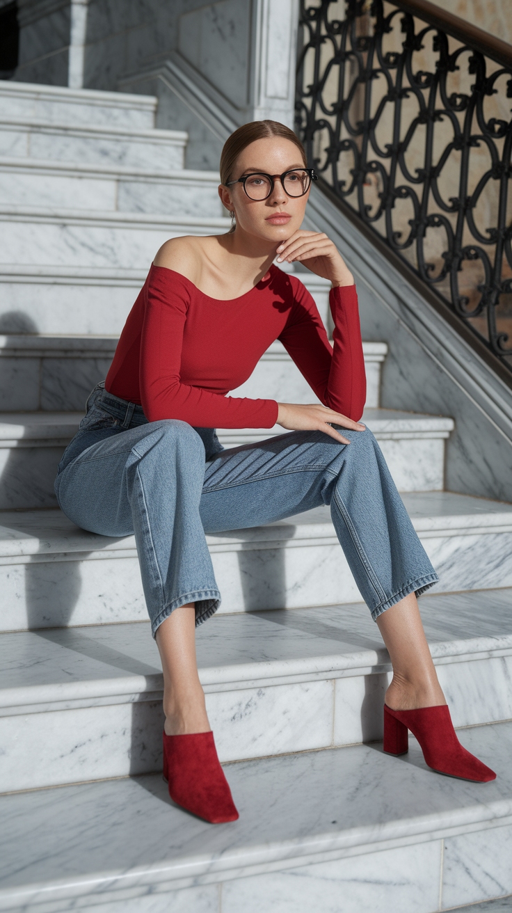 Sleek and Stylish: Red Mules Outfit for Effortless Looks outfit idea