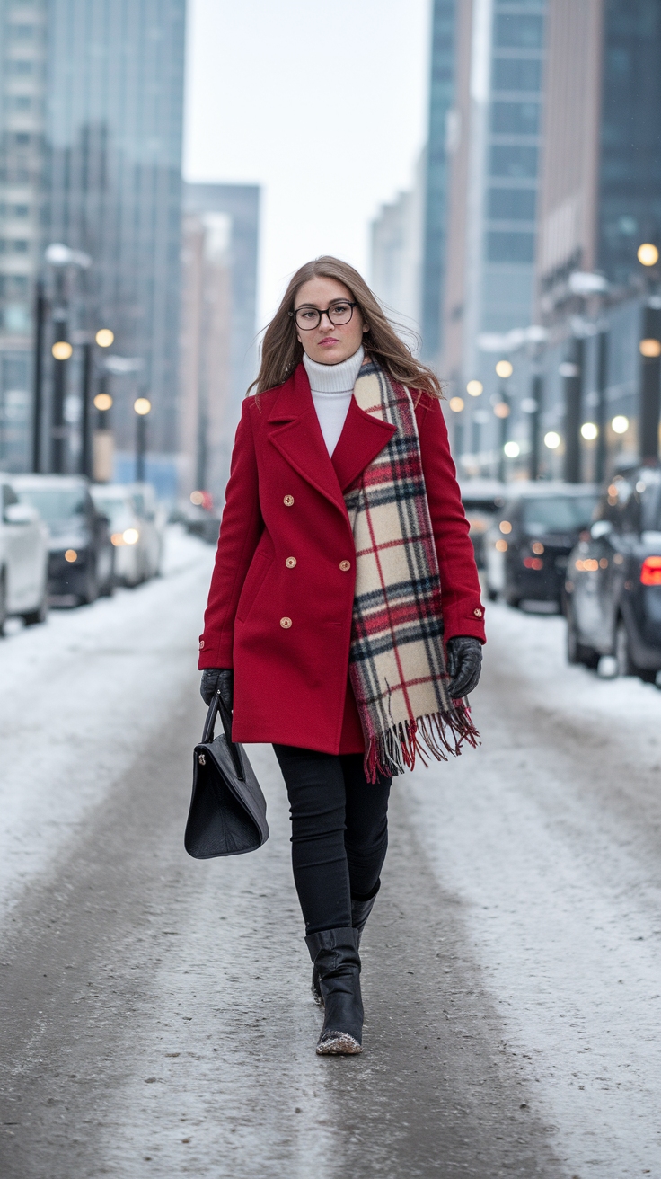 Elevate Your Look with a Red Pea Coat Outfit outfit idea