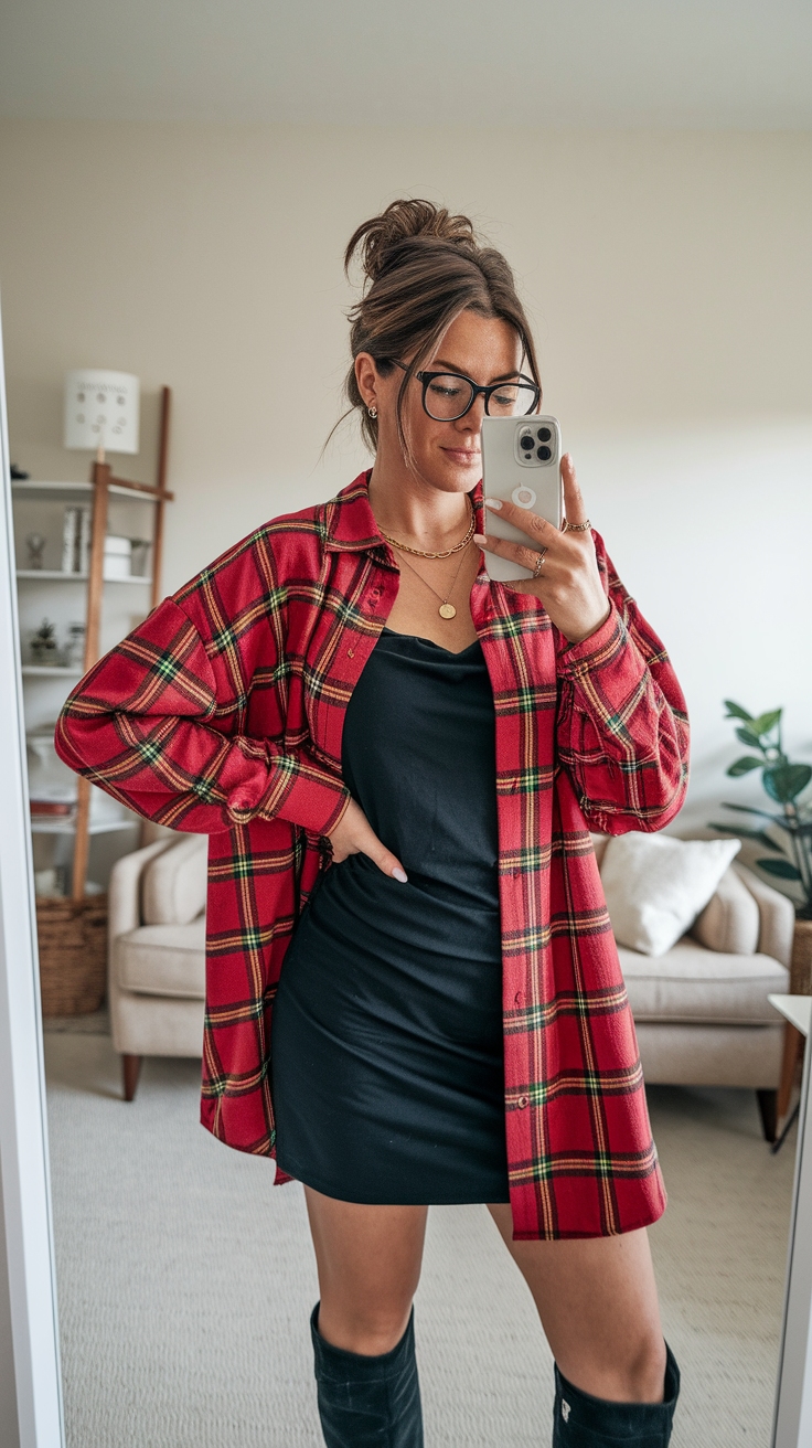 Casual Vibes: Red Plaid Shirt Outfit Inspiration outfit idea