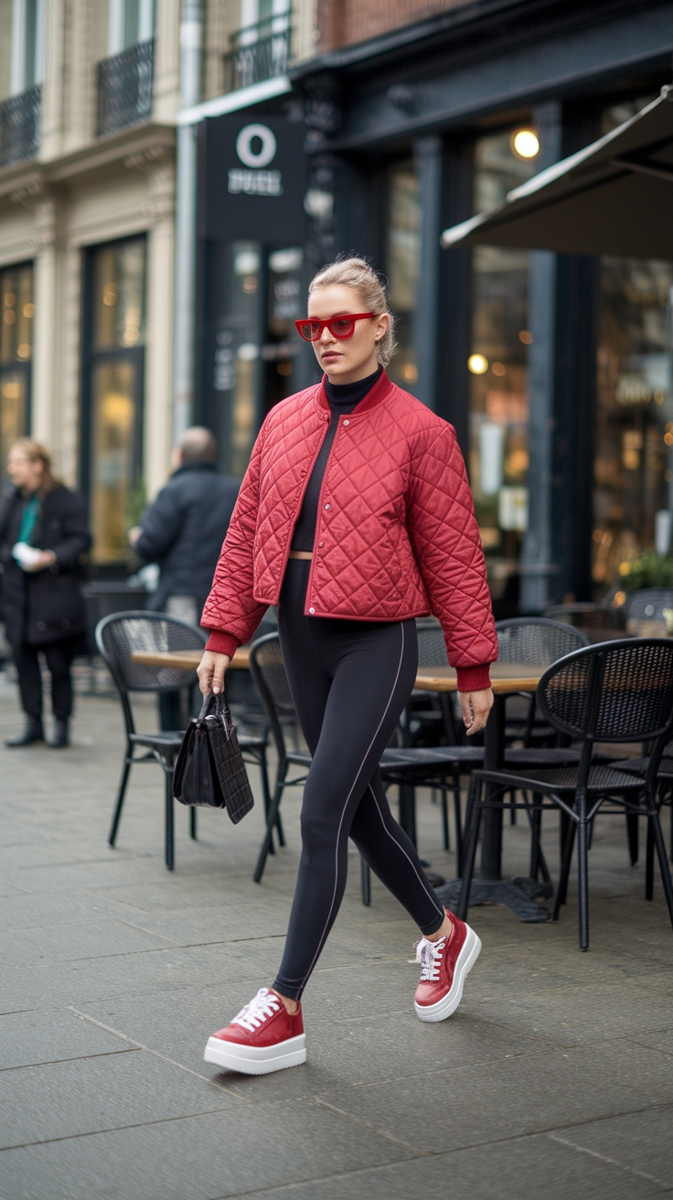 Layering with a Red Quilted Jacket Outfit outfit idea