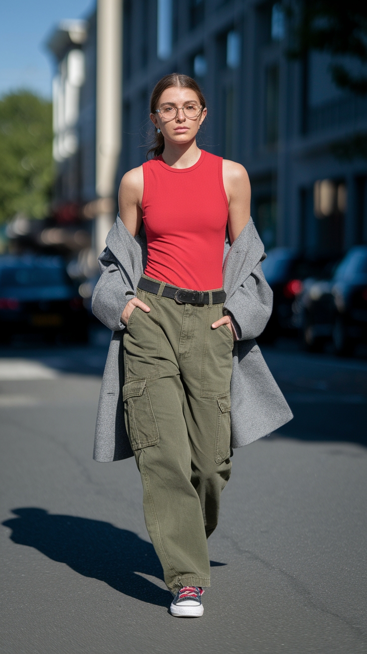 Playful Red Singlet Outfit for Summer Days outfit idea