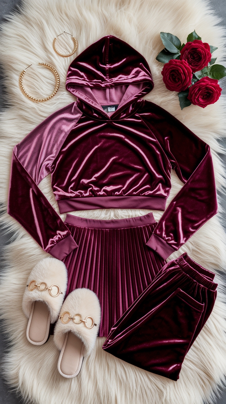 Styling Red Velvet Clothes for a Festive Look outfit idea