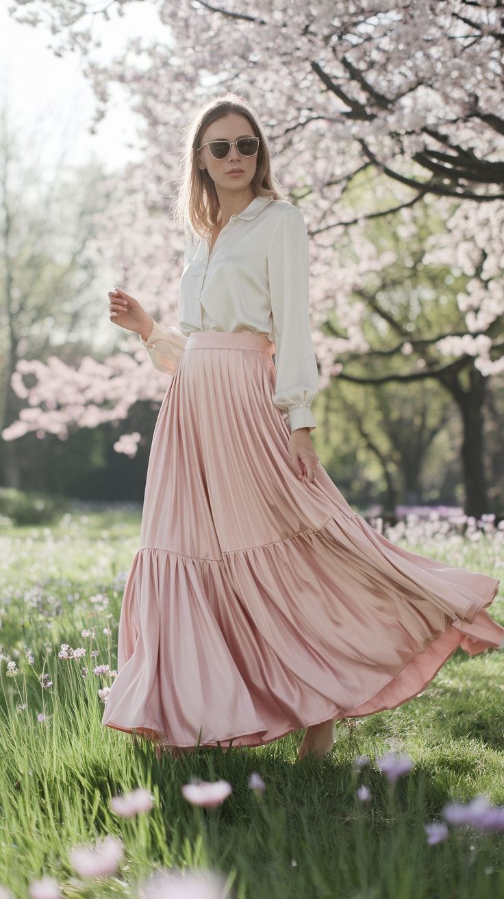 Satin Maxi Skirt Outfit Spring Trends to Try Now outfit idea