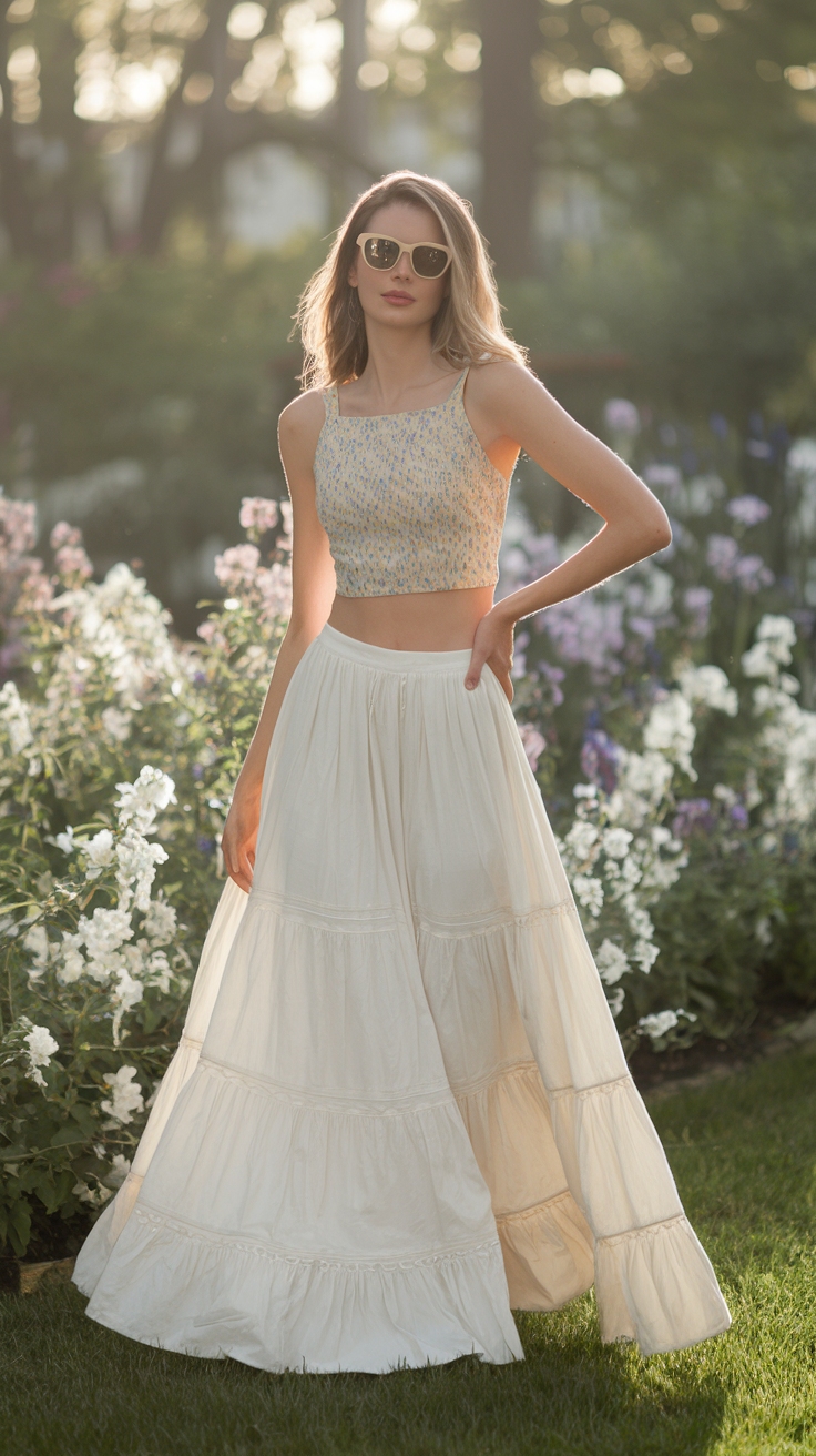 White Maxi Skirt Outfit Spring for a Fresh Look outfit idea