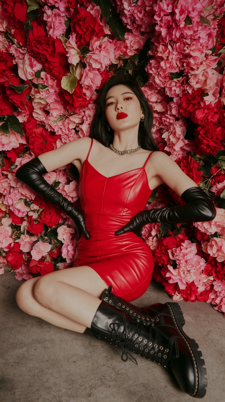 How to Style Yunjin Lesserafim Red in Your Outfit outfit idea