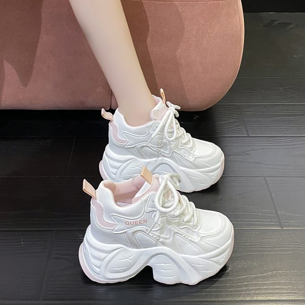 10cm Height-Increasing Dad Shoes for Women - Spring 2025 Thick-Soled Casual Sneakers for Short Stature, Trendy Little White Shoes
