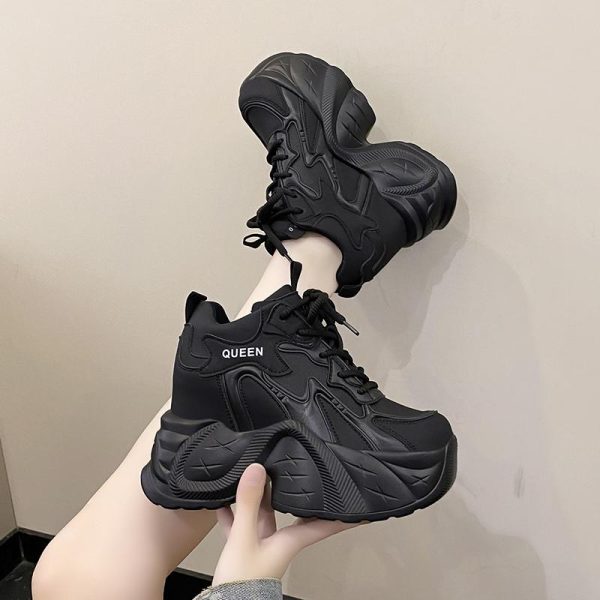 10cm Height-Increasing Dad Shoes for Women - Spring 2025 Thick-Soled Casual Sneakers for Short Stature, Trendy Little White Shoes