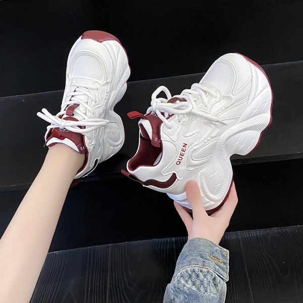 10cm Height-Increasing Dad Shoes for Women - Spring 2025 Thick-Soled Casual Sneakers for Short Stature, Trendy Little White Shoes
