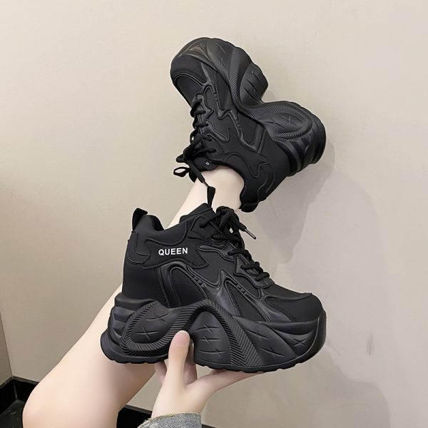 10cm Height-Increasing Dad Shoes for Women - Spring 2025 Thick-Soled Casual Sneakers for Short Stature, Trendy Little White Shoes