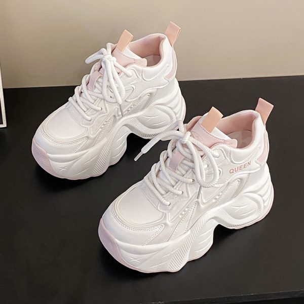 10cm Height-Increasing Dad Shoes for Women - Spring 2025 Thick-Soled Casual Sneakers for Short Stature, Trendy Little White Shoes